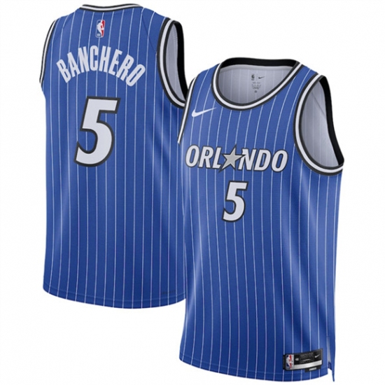 Men's Orlando Magic #5 Paolo Banchero Blue 2025 Icon Edition Stitched Basketball Jersey - Ujersey
