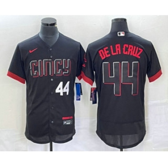 Men's Nike Cincinnati Reds #44 Elly De La Cruz Number Black 2023 City Connect Flex Base Stitched Baseball Jersey - Ujersey