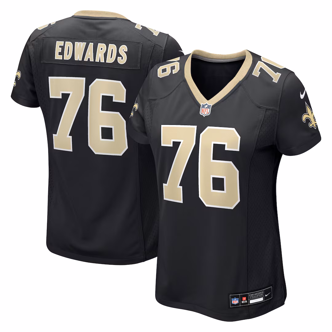 Women's New Orleans Saints David Edwards Nike Black Team Game Jersey