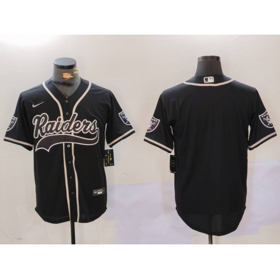 Mens Las Vegas Raiders Black Team Blank Cool Base Stitched Baseball Jersey - Ujersey