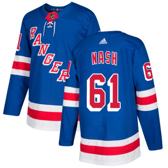 Men's Adidas New York Rangers #61 Rick Nash Authentic Royal Blue Home NHL Jersey - Ujersey