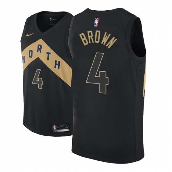 Men NBA 2018-19 Toronto Raptors #4 Lorenzo Brown City Edition Black Jersey - Ujersey