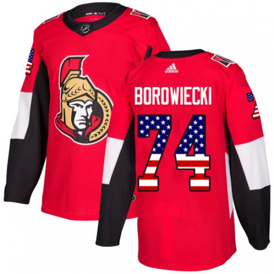 Men's Adidas Ottawa Senators #74 Mark Borowiecki Authentic Red USA Flag Fashion NHL Jersey - Ujersey