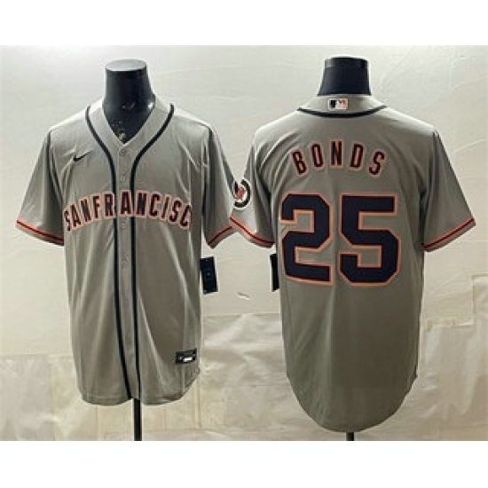 Men's San Francisco Giants #25 Barry Bonds Gray Cool Base Jersey - Ujersey