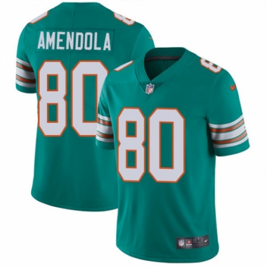 Youth Nike Miami Dolphins #80 Danny Amendola Aqua Green Alternate Vapor Untouchable Elite Player NFL Jersey - Ujersey