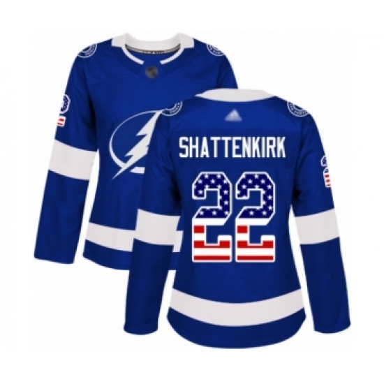 Women's Tampa Bay Lightning #22 Kevin Shattenkirk Authentic Blue USA Flag Fashion Hockey Jersey - Ujersey
