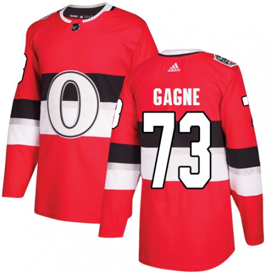 Men's Adidas Ottawa Senators #73 Gabriel Gagne Authentic Red 2017 100 Classic NHL Jersey - Ujersey