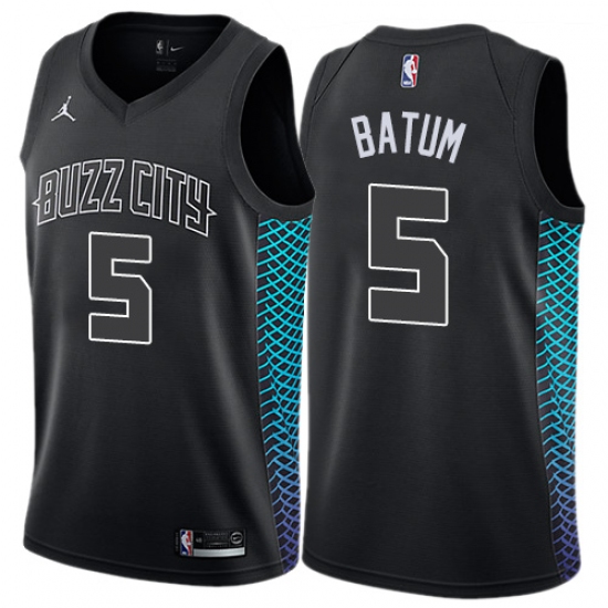 Youth Nike Jordan Charlotte Hornets #5 Nicolas Batum Swingman Black NBA Jersey - City Edition - Ujersey