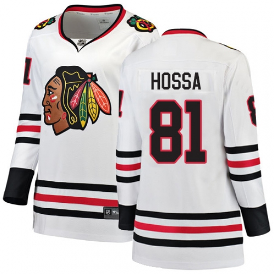 Women's Chicago Blackhawks #81 Marian Hossa Authentic White Away Fanatics Branded Breakaway NHL Jersey - Ujersey