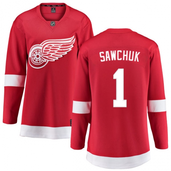 Women's Detroit Red Wings #1 Terry Sawchuk Fanatics Branded Red Home Breakaway NHL Jersey - Ujersey