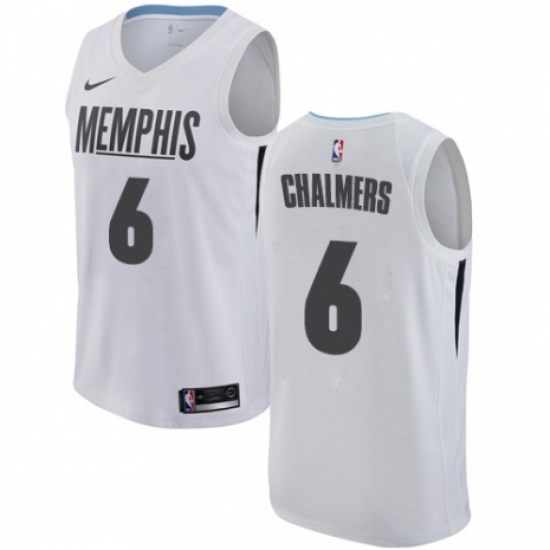 Men's Nike Memphis Grizzlies #6 Mario Chalmers Swingman White NBA Jersey - City Edition - Ujersey