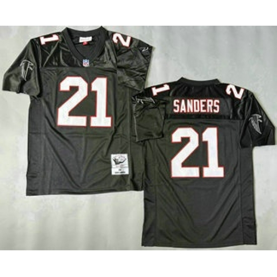 Men's Atlanta Falcons #21 Deion Sanders Black 1992 Throwback Jersey - Ujersey