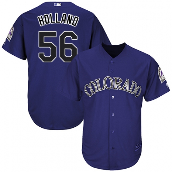 Men's Majestic Colorado Rockies #56 Greg Holland Replica Purple Alternate 1 Cool Base MLB Jersey - Ujersey