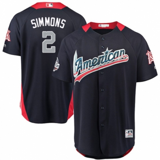Youth Majestic Los Angeles Angels of Anaheim #2 Andrelton Simmons Game Navy Blue American League 2018 MLB All-Star MLB Jersey - Ujersey