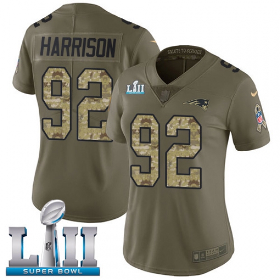 Women's Nike New England Patriots #92 James Harrison Limited Olive/Camo 2017 Salute to Service Super Bowl LII NFL Jersey - Ujersey