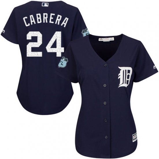 Women's Majestic Detroit Tigers #24 Miguel Cabrera Authentic Navy Blue 2017 Spring Training Cool Base MLB Jersey - Ujersey