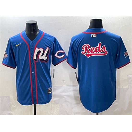Men's National League Cincinnati Reds Team Big Logo Blue 2025 All-Star Edition Limited Stitched Baseball Jersey - Ujersey