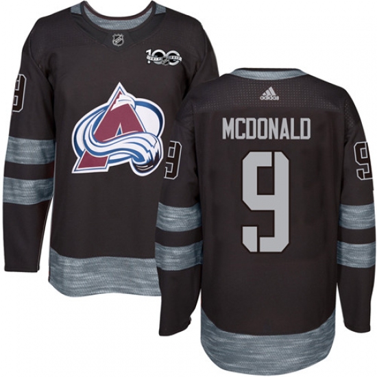 Men's Adidas Colorado Avalanche #9 Lanny McDonald Authentic Black 1917-2017 100th Anniversary NHL Jersey