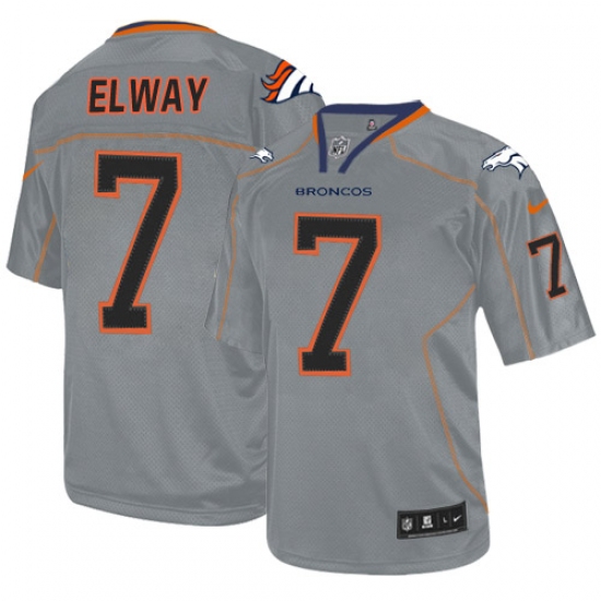 Men's Nike Denver Broncos #7 John Elway Elite Lights Out Grey NFL Jersey - Ujersey