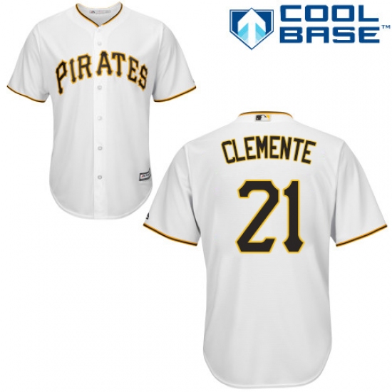 Men's Majestic Pittsburgh Pirates #21 Roberto Clemente Replica White Home Cool Base MLB Jersey - Ujersey