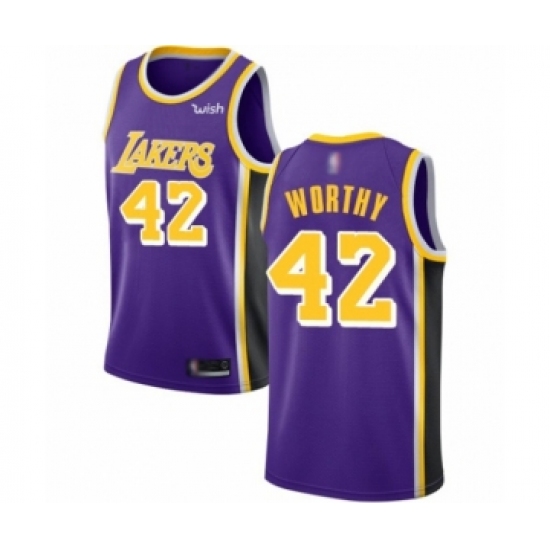 Women's Los Angeles Lakers #42 James Worthy Authentic Purple Basketball Jerseys - Icon Edition