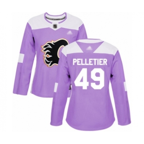 Women's Calgary Flames #49 Jakob Pelletier Authentic Purple Fights Cancer Practice Hockey Jersey - Ujersey