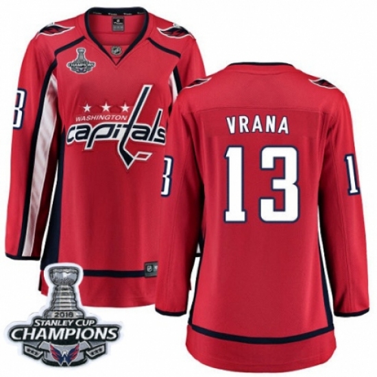 Women's Washington Capitals #13 Jakub Vrana Fanatics Branded Red Home Breakaway 2018 Stanley Cup Final Champions NHL Jersey - Ujersey