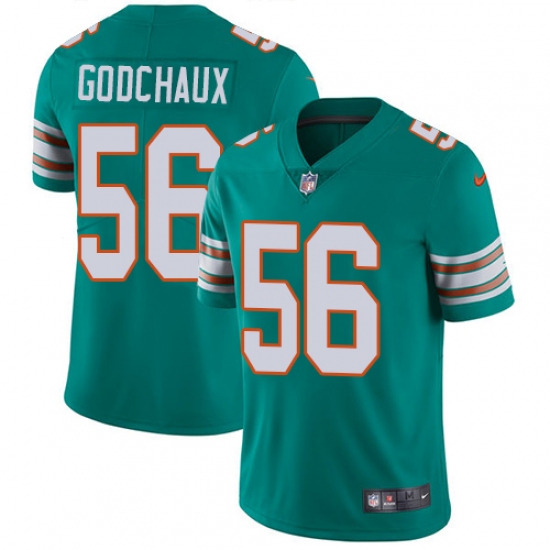 Youth Nike Miami Dolphins #56 Davon Godchaux Aqua Green Alternate Vapor Untouchable Limited Player NFL Jersey - Ujersey