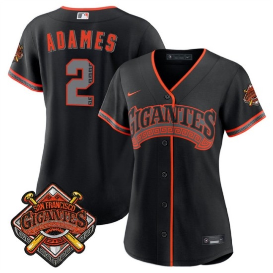 Women's San Francisco Giants #2 Willy Adames Black 2026 Alternate Stadium Stitched Baseball Jersey(Run Small) - Ujersey