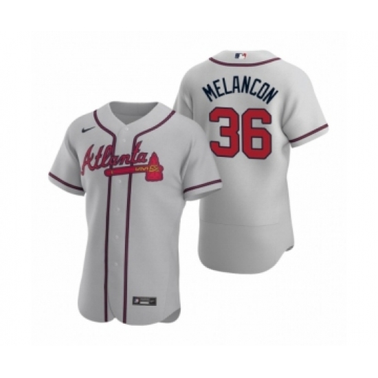 Men's Atlanta Braves #36 Mark Melancon Nike Gray Authentic 2020 Road Jersey - Ujersey