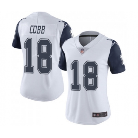 Women's Dallas Cowboys #18 Randall Cobb Limited White Rush Vapor Untouchable Football Jersey - Ujersey