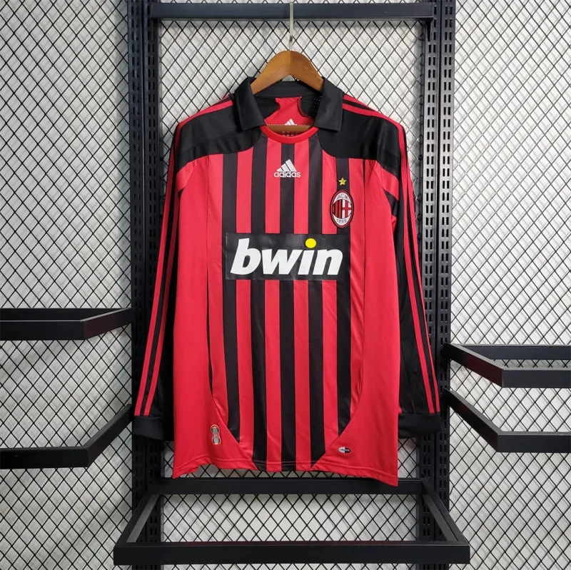 AC Milan Retro Soccer Jersey Home Long Sleeve Custom Shirt 2007/08 - U-jersey