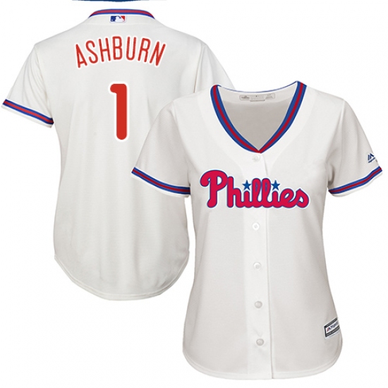Women's Majestic Philadelphia Phillies #1 Richie Ashburn Replica Cream Alternate Cool Base MLB Jersey - Ujersey