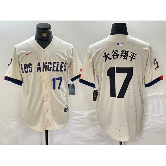 Men's Los Angeles Dodgers #17 大谷翔平 Cream Stitched Baseball Jerseys - Ujersey
