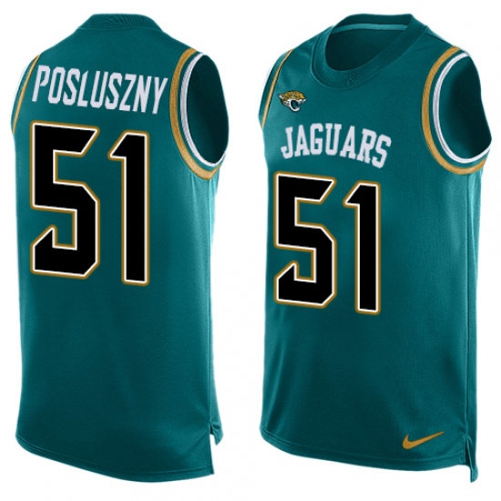 Men's Nike Jacksonville Jaguars #51 Paul Posluszny Limited Teal Green Player Name & Number Tank Top NFL Jersey - Ujersey