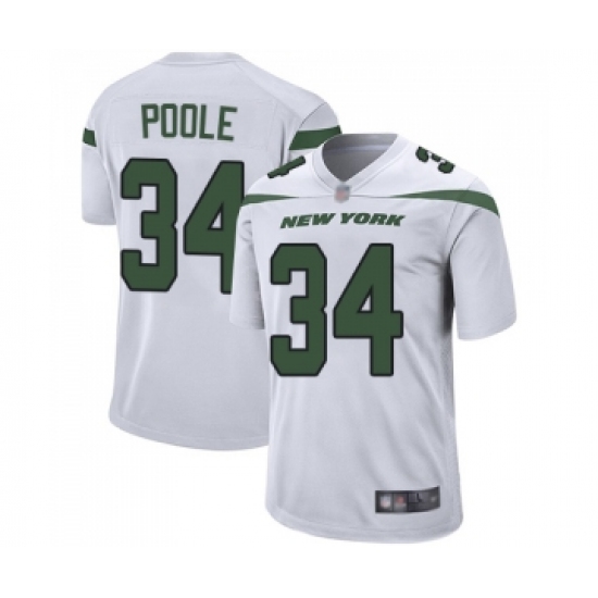 Men's New York Jets #34 Brian Poole Game White Football Jersey - Ujersey