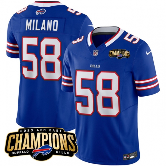 Men's Buffalo Bills #58 Matt Milano Blue 2023 F.U.S.E. AFC East Champions Football Stitched Jersey - Ujersey