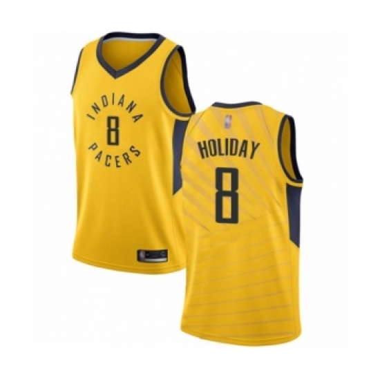 Women's Indiana Pacers #8 Justin Holiday Swingman Gold Basketball Jersey Statement Edition - Ujersey