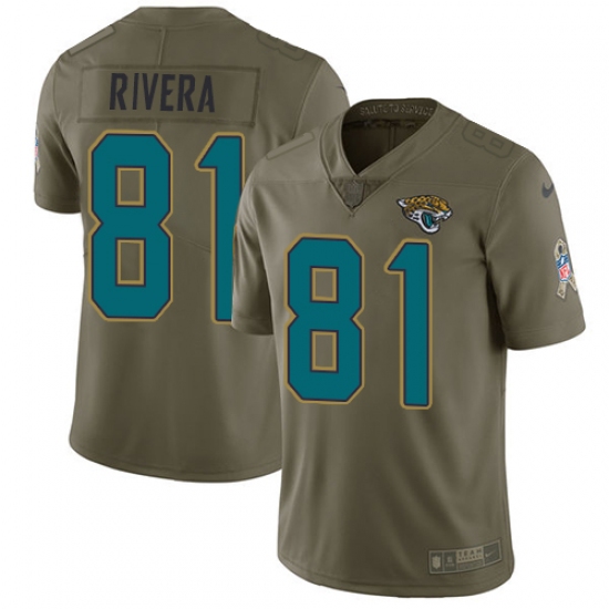 Youth Nike Jacksonville Jaguars #81 Mychal Rivera Limited Olive 2017 Salute to Service NFL Jersey - Ujersey