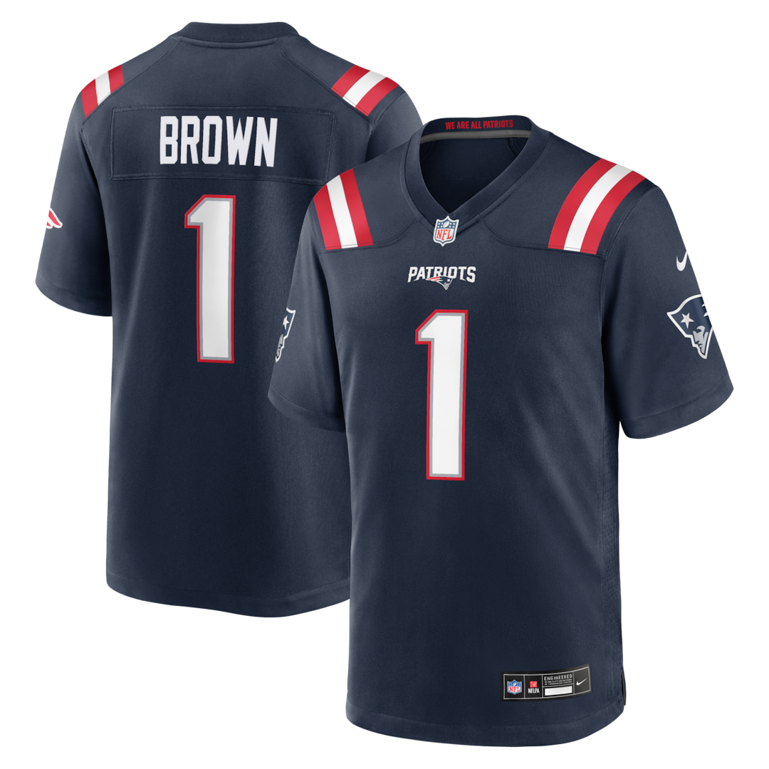 Youth New England Patriots A.J. Brown Nike Navy Team Game Jersey