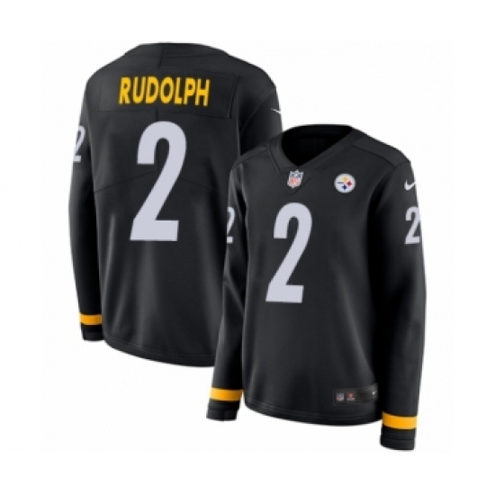Women's Nike Pittsburgh Steelers #2 Mason Rudolph Limited Black Therma Long Sleeve NFL Jersey - Ujersey