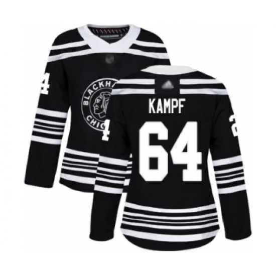 Women's Chicago Blackhawks #64 David Kampf Authentic Black Alternate Hockey Jersey - Ujersey
