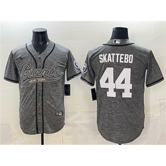 Men's New York Giants #44 Cam Skattebo Gray With Cool Base Stitched Baseball Jersey - Ujersey