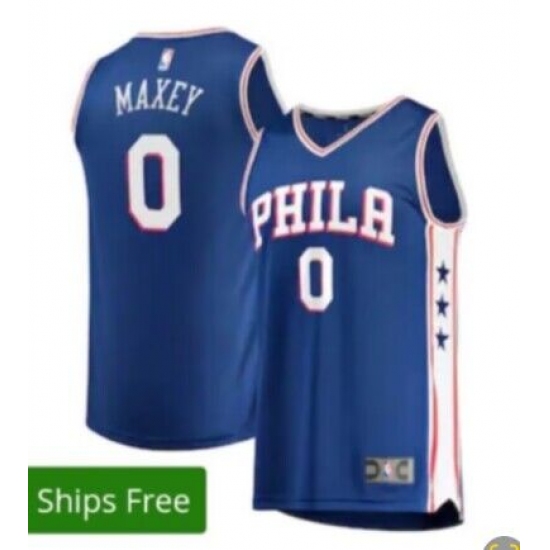 Men's Philadelphia 76ers #0  Tyrese Maxey Blue City Player Jersey - Ujersey