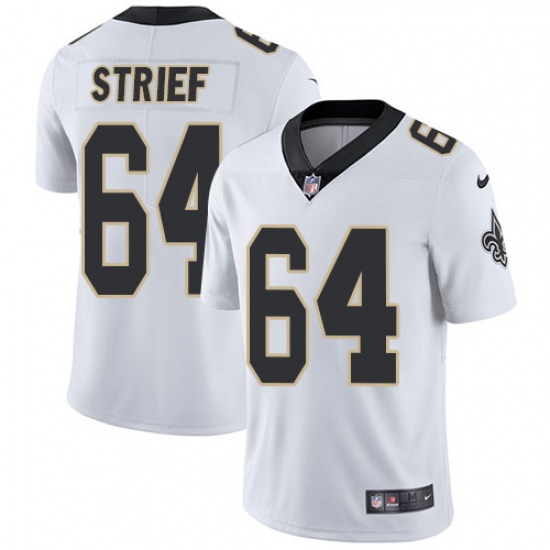 Youth Nike New Orleans Saints #64 Zach Strief White Vapor Untouchable Limited Player NFL Jersey - Ujersey