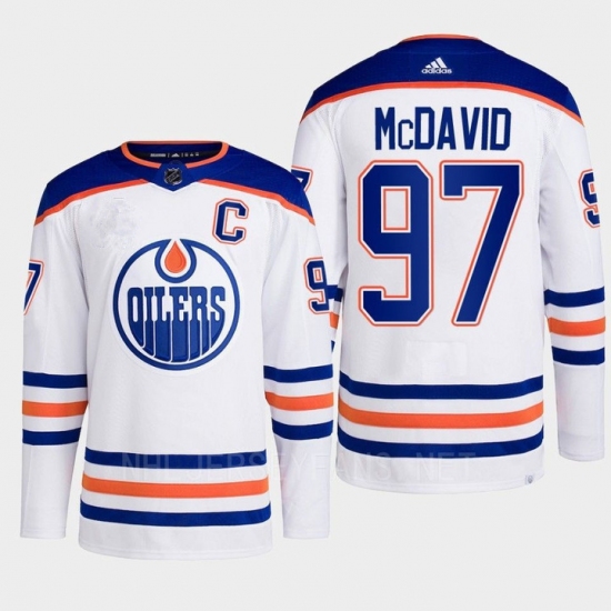 Men's Edmonton Oilers #97 Connor McDavid White Adidas Away Stitched Hockey Jersey - Ujersey