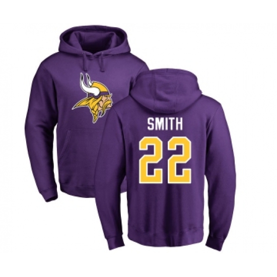 Football Minnesota Vikings #22 Harrison Smith Purple Name & Number Logo Pullover Hoodie - Ujersey