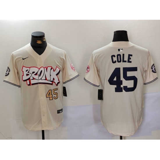 Men's New York Yankees #45 Gerrit Cole Cream Limited Stitched Baseball Jerseys - Ujersey