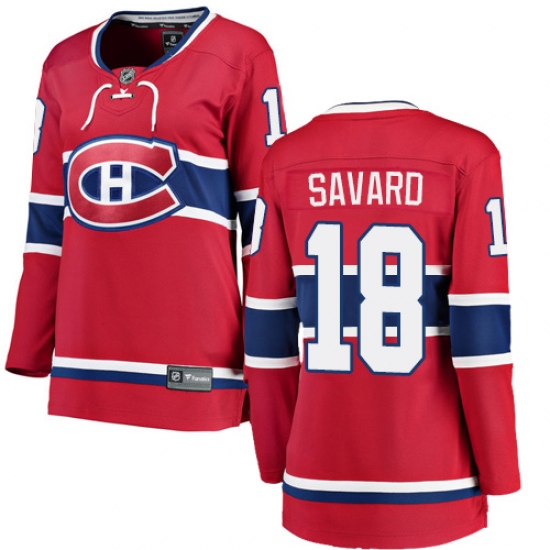 Women's Montreal Canadiens #18 Serge Savard Authentic Red Home Fanatics Branded Breakaway NHL Jersey - Ujersey