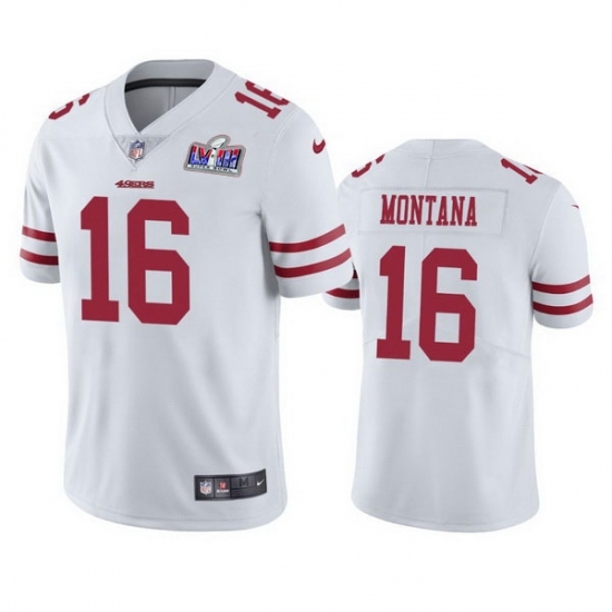 Men's San Francisco 49ers #16 Joe Montana White Vapor Untouchable Limited Stitched 2024 Super Bowl LVIII Jersey - Ujersey